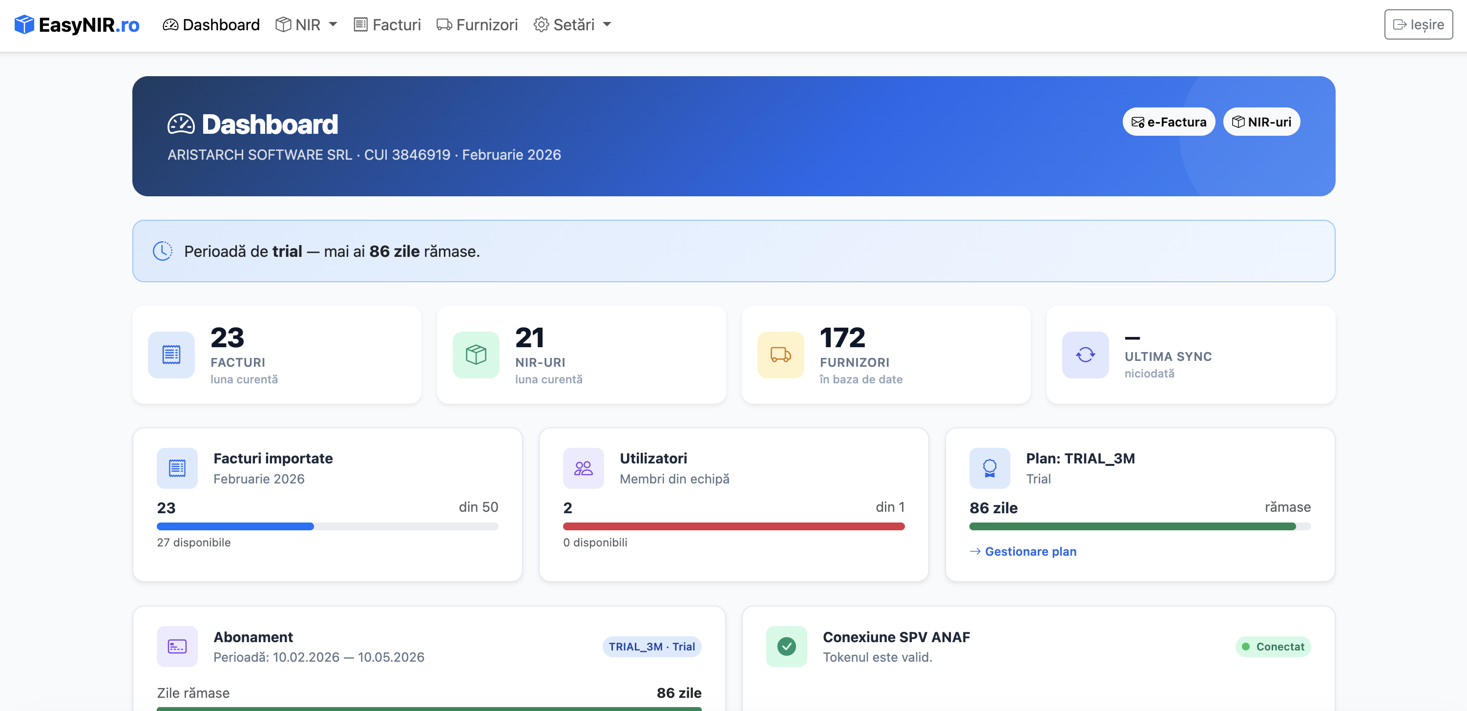 EasyNIR – Gestionare facturi